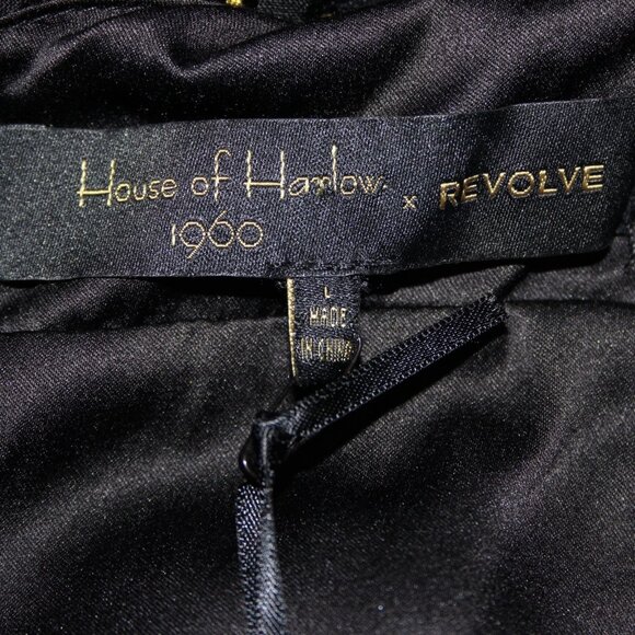House Of Harlow Jumpsuit NEW Sz L Black Gold Black Polka Dots Nylon Jumpsuit - Picture 10 of 16